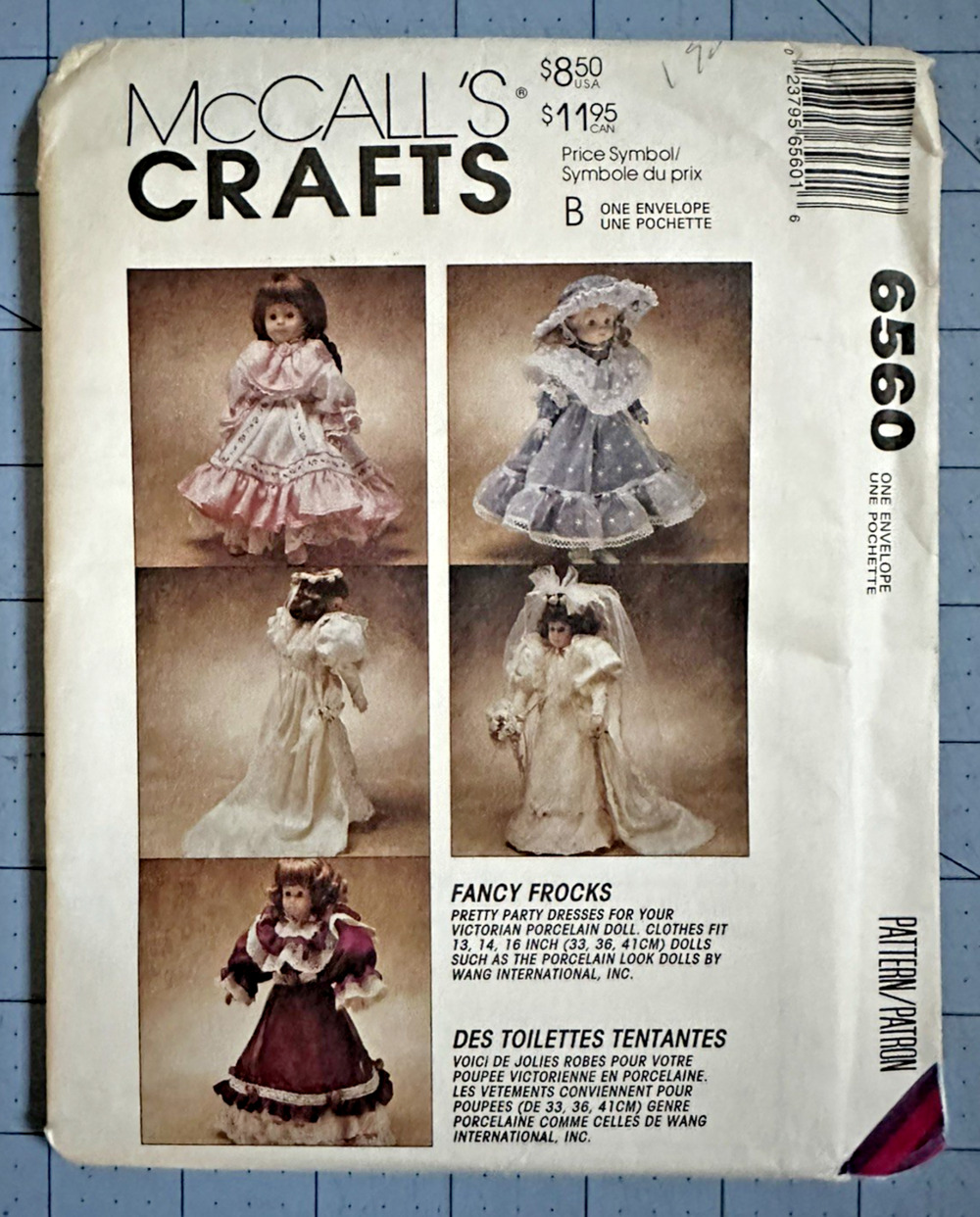 UNCUT McCALL'S 6560 Fancy Frocks Doll Clothes Pattern 13-16 Inch Victorian